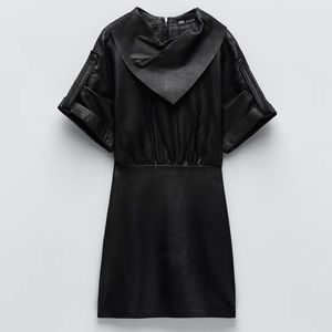 Zara black scarf Leather dress size medium